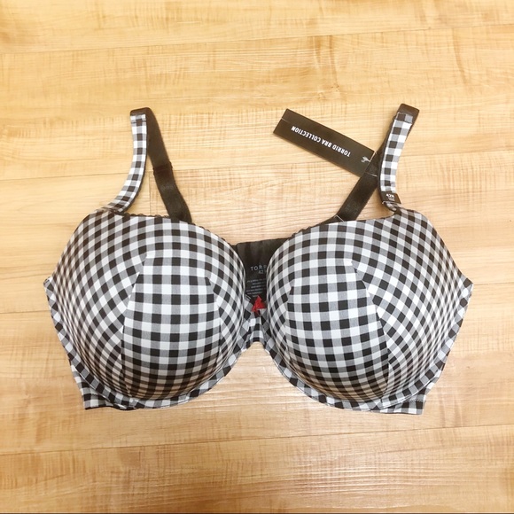 🆕Torrid BLACK WHITE GINGHAM PUSHUP PLUNGE BRA 42H - Picture 2 of 4